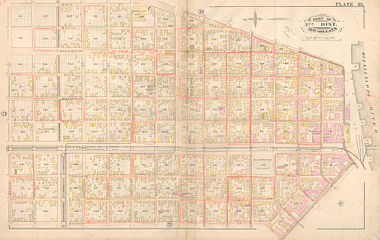 Plan cadastral du Faubourg Marigny bordant le Mississippi (1883)