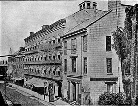 Provident Savings building (at right, next to the Boston Museum), Tremont Street, Boston, 1833-1856