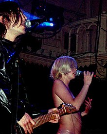 Vive la Fête performing live at the Paradiso in Amsterdam. From left: Danny Mommens, Els Pynoo