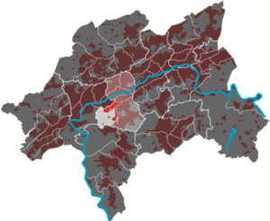 Lage des Quartiers Friedrichsberg im Stadtbezirk Elberfeld