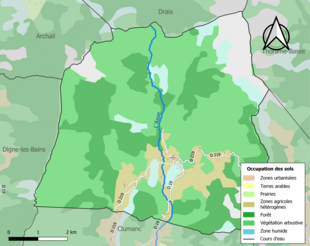 Carte en couleurs présentant l'occupation des sols.