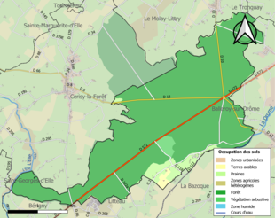 Carte en couleurs présentant l'occupation des sols.