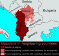 Distribution of ethnic-Albanians outside Albania.
