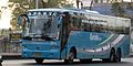 An APSRTC Garuda Plus Mercedes Benz Intercity Coach en route to Vijayawada in Hyderabad, India. APSRTC was one of the first bus operators in India to buy Mercedes Benz buses.