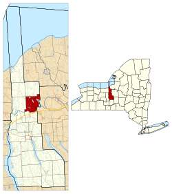 Location within Cayuga County and New York