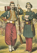 Enlisted soldier and officer of the United States Zouave Cadets