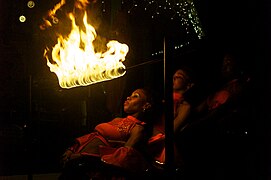 Limbo (dance) performers with a flaming pole in Saint Lucia