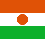 Flag of Niger (1960). The orange is said to represent the Sahara desert in the north, and the orange disk symbolises either the sun or independence.