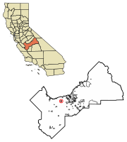 Location of Kerman in Fresno County, California.