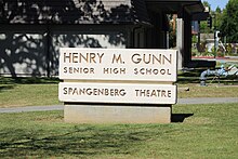 Image of the front sign of Gunn High School