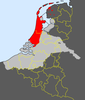 Розташування голландського діалекту у нижньофранкському мовному ареалі.