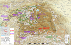 Map of eastern Tajikistan and the Pamir Ranges, showing Tajik National Park outlined in green