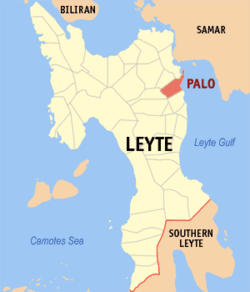Mapa han Leyte nga nagpapakita kon hain nahimutang an Bungto han Palo.