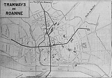 Plan du réseau de tramway de Roanne en 1928