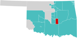 Location (red) in the U.S. state of Oklahoma