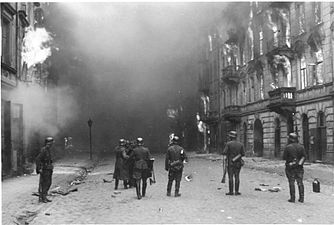 IPN copy #21 Smoking out the Jews and Bandits Waffen SS troops at Nowolipie Street, between Smocza and Karmelicka Streets, with Nowolipie 34 on the right.