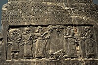 The Neo-Assyrian king Shalmaneser III receives tribute from Sua, king of Gilzanu, The Black Obelisk.