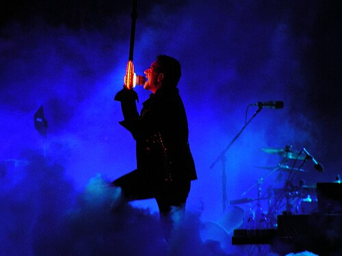 A photo shoot of U2 performing at Charlottesville, VA on October 1, 2009