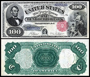 One-hundred-dollar United States Note from the series of 1880, by the Bureau of Engraving and Printing