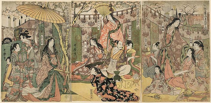 Hideyoshi and his Five Wives Viewing the Cherry-blossoms at Higashiyama
