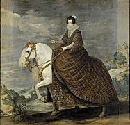 La reina Isabel de Francia a caballo.