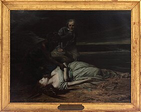 Alfred Dehodencq, Virginie retrouvée morte sur la plage, 1849, huile sur toile, coll. Musée de Dinan - Ville de Dinan