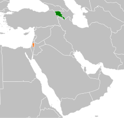 Map indicating locations of Armenia and Palestine