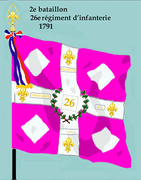 Drapeau du 2e bataillon du 26e régiment d'infanterie de ligne de 1791 à 1793