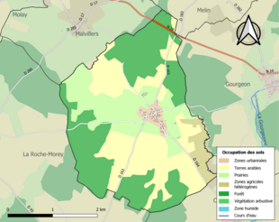 Carte en couleurs présentant l'occupation des sols.