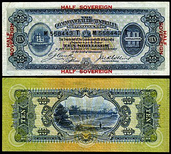 Australian ten-shilling note from the series of 1918, by Thomas S. Harrison