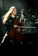 Finnish cello player Perttu Kivilaakso with mid-back length hair