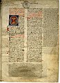 Manuscrito medieval latino de la Física, de Aristóteles.