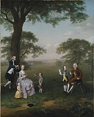 The Clavey family in their garden at Hampstead (1754)
