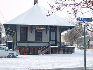 The former New York Central Railroad freight station in Clifton Springs