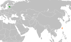 Map indicating locations of Estonia and Taiwan