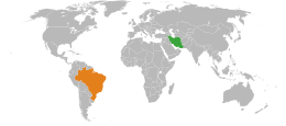 Mappa che indica l'ubicazione di Iran e Brasile