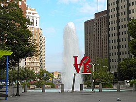 LOVE Park with the Philadelphia Museum of Art in the distant background
