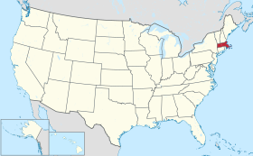 Karta SAD-a s istaknutom saveznom državom Massachusetts