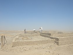 Archeological site of Otrar during a sandstorm