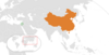 Location map for China and the State of Palestine.