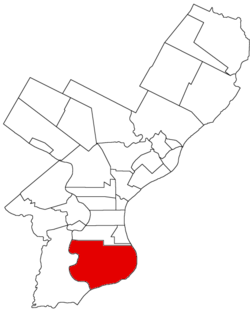 Map of Philadelphia County, Pennsylvania highlighting Passyunk Township prior to the Act of Consolidation, 1854