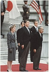 The Reagans and Japanese Emperor Hirohito in Tokyo, in November 1983.