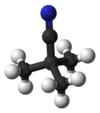 Ball and stick model of pivalonitrile