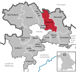 Läget för Rödental i Landkreis Coburg