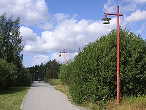 Skarpnäcksvägens östra del är numera en parkväg.