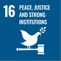 Logo for UN SDG 16; Peace Justice and Strong Institutions