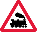 Level crossing without gate or barrier ahead