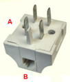WT-4 telephone plug (A) with RJ11 outlet (B)