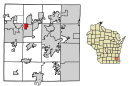 Location of Nashotah in Waukesha County, Wisconsin.