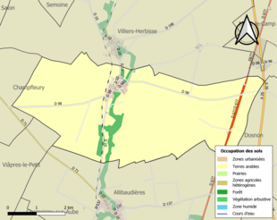 Carte en couleurs présentant l'occupation des sols.